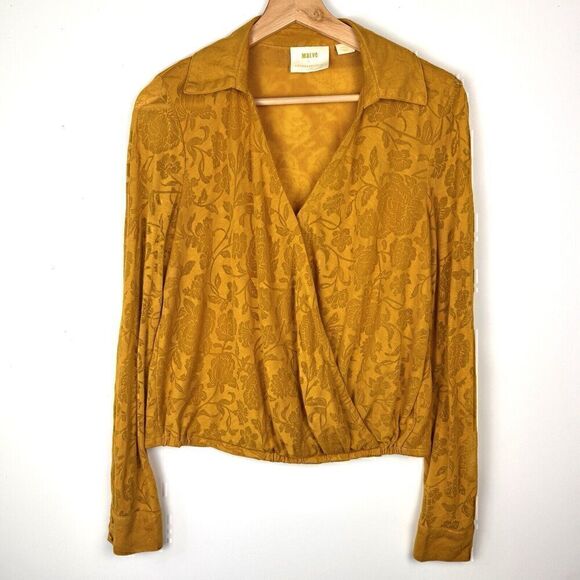 NWOT Anthropologie Maeve Fall Feminine Cottagecore Floral Burnout Wrap Top Sz. S - Picture 4 of 15